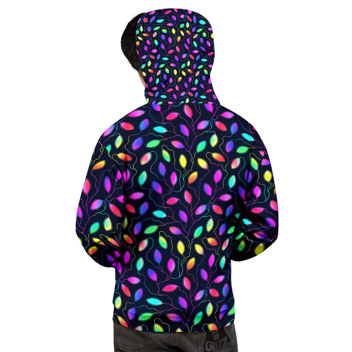 Neon Leaf Print Pattern Men's Hoodie-grizzshop