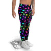 Neon Leaf Print Pattern Men's Leggings-grizzshop