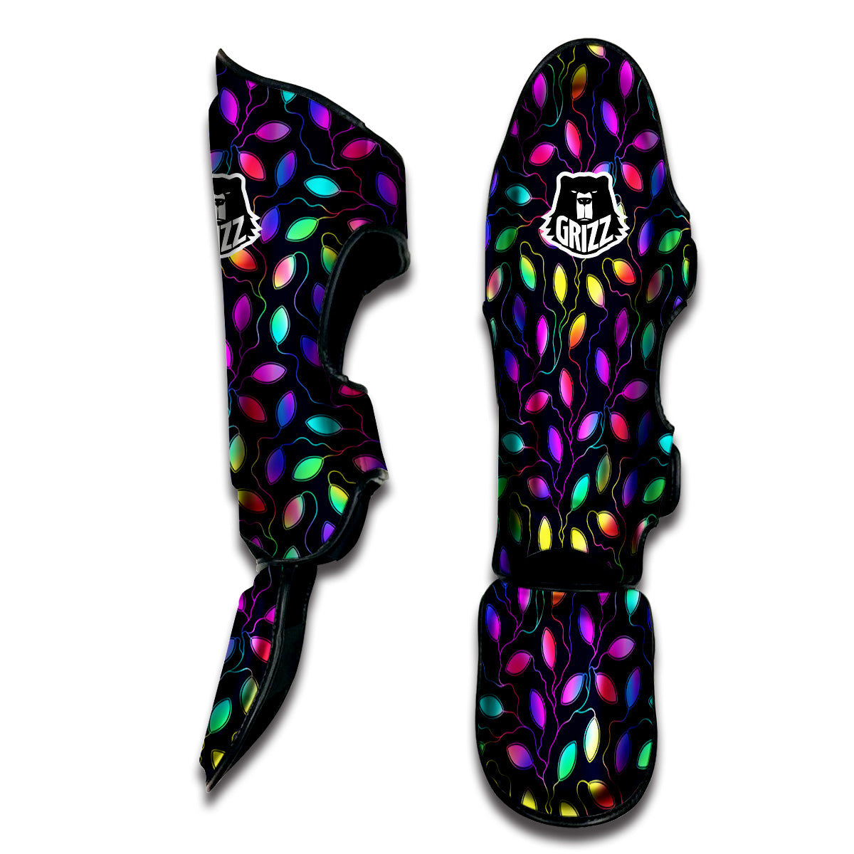 Neon Leaf Print Pattern Muay Thai Shin Guards-grizzshop