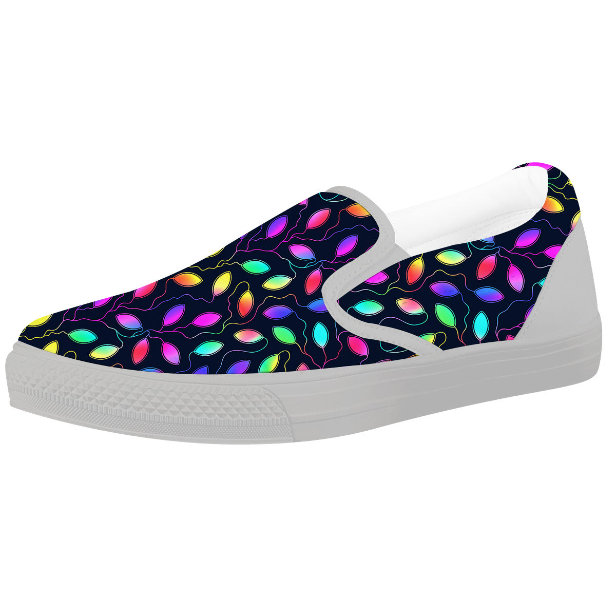 Neon Leaf Print Pattern White Slip On Shoes-grizzshop