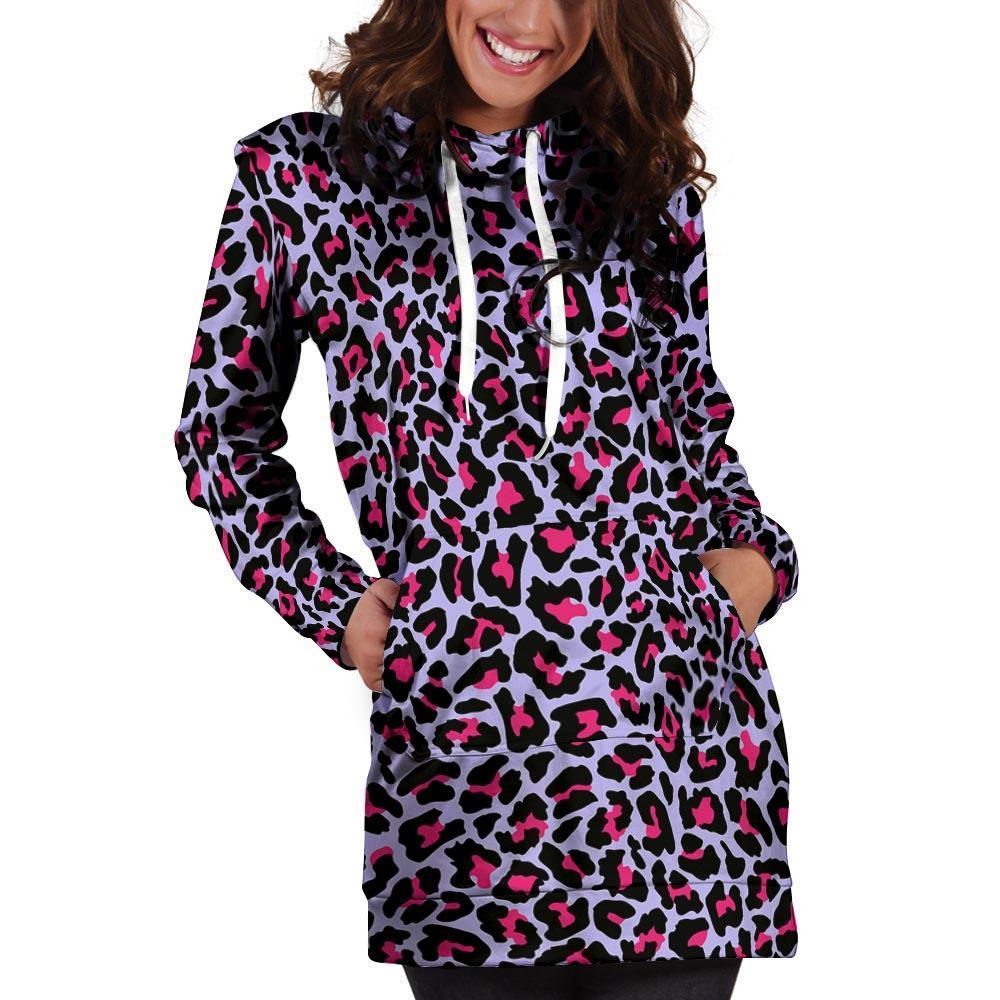 Neon Leopard Hoodie Dress-grizzshop