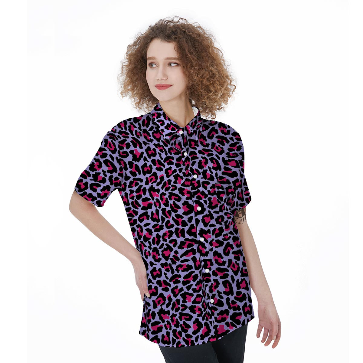 Neon Leopard Women's Short Sleeve Shirts-grizzshop