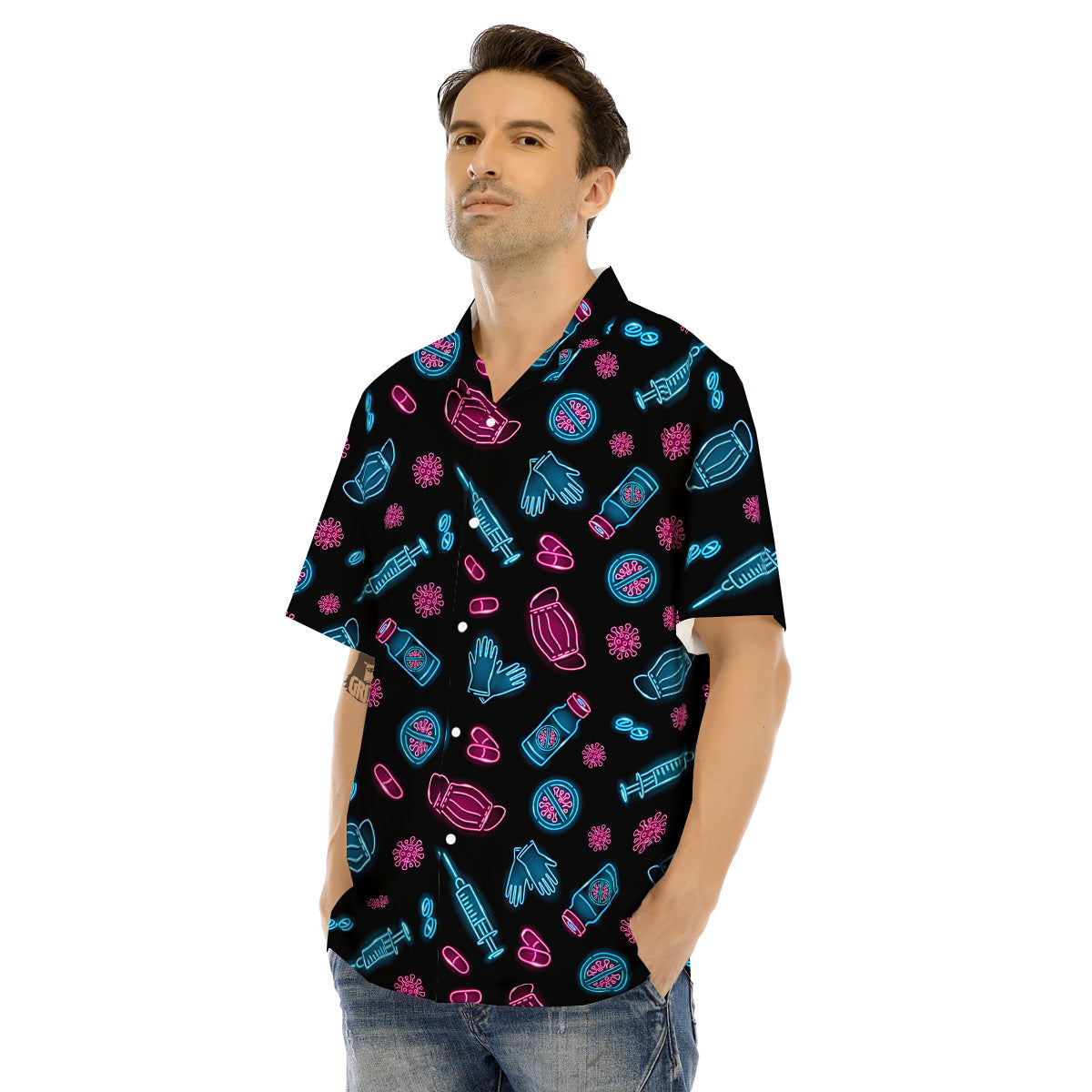 Neon Medical Equipment Print Pattern Men's Hawaiian Shirt-grizzshop