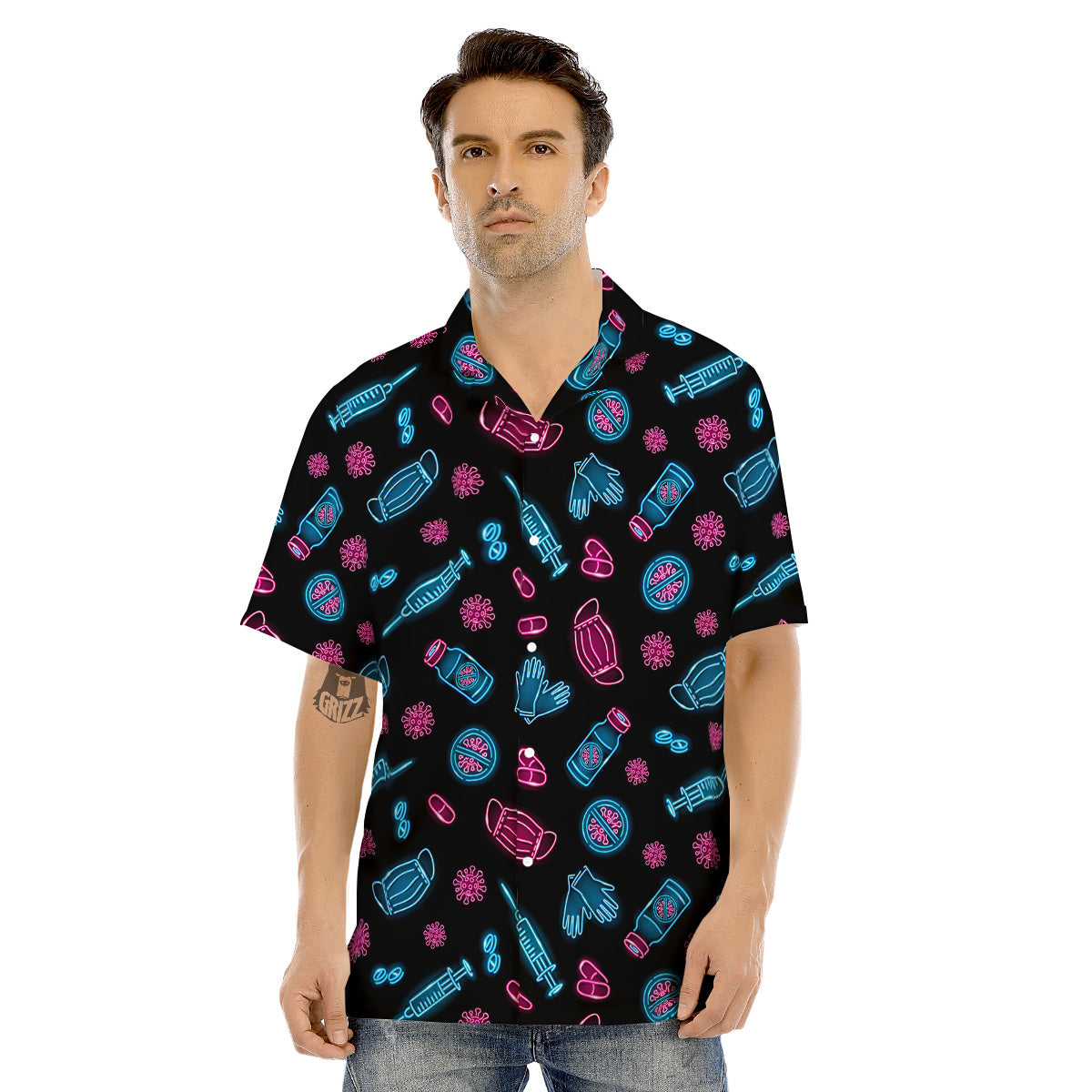 Neon Medical Equipment Print Pattern Men's Hawaiian Shirt-grizzshop
