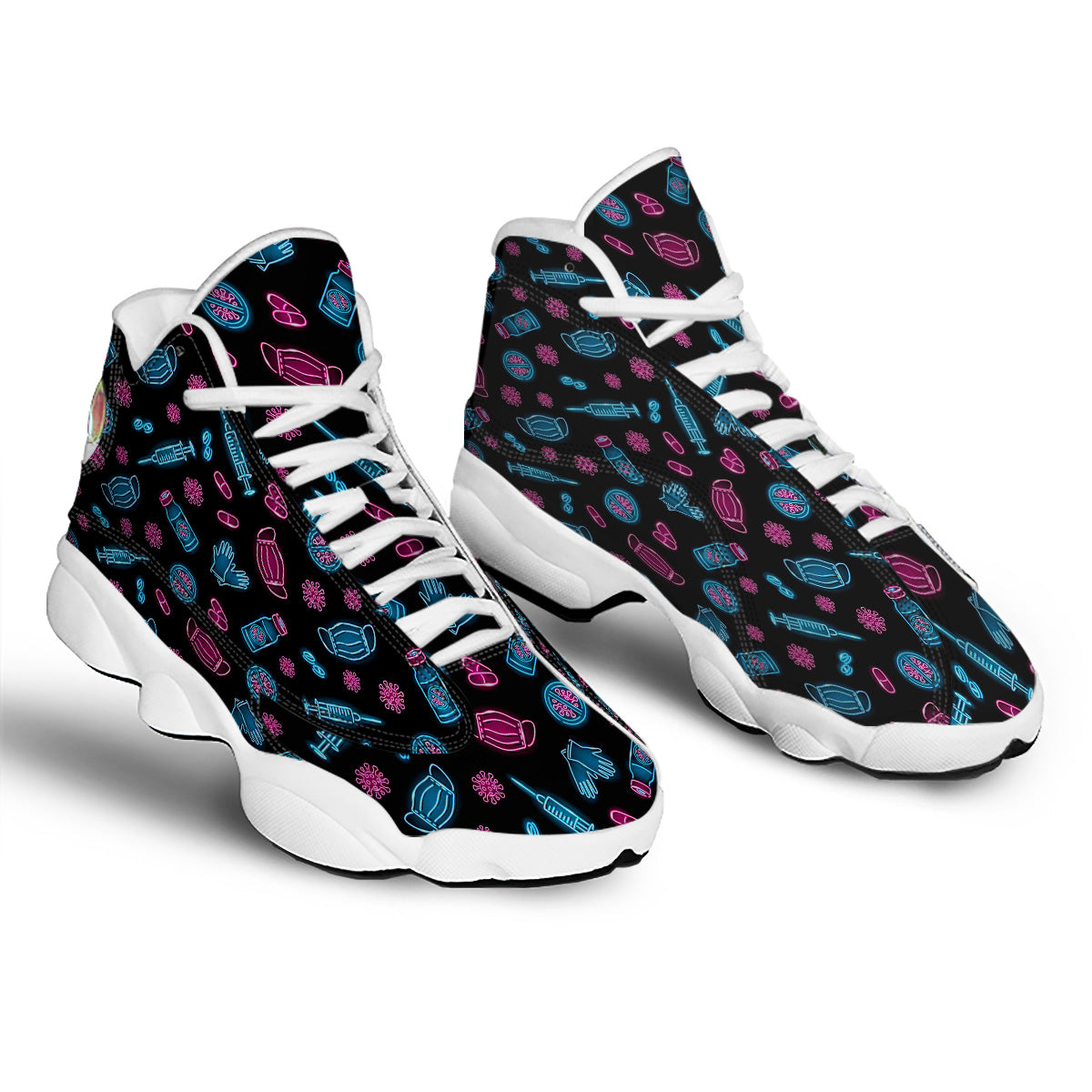 Neon Medical Equipment Print Pattern White Basketball Shoes-grizzshop