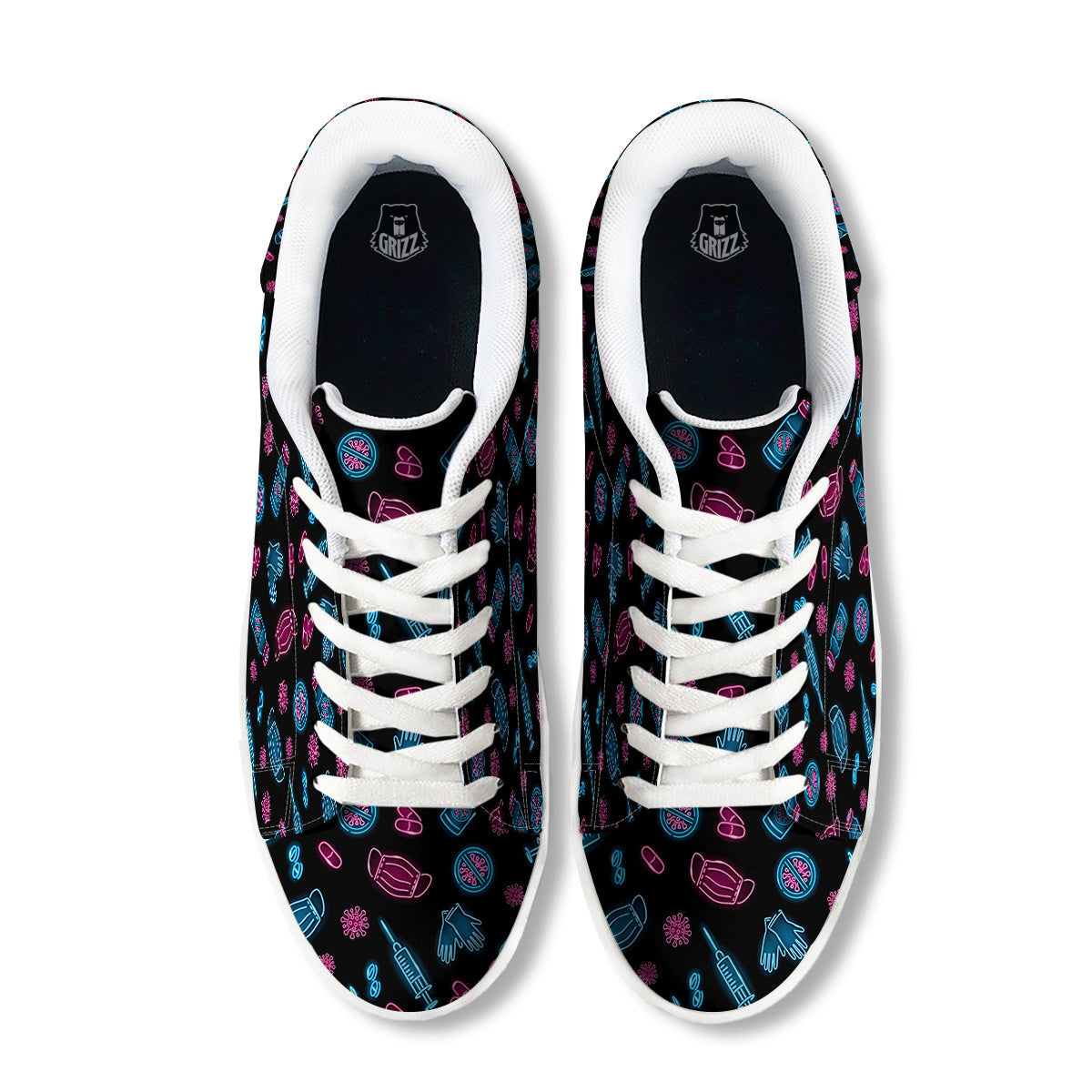 Neon Medical Equipment Print Pattern White Low Top Sneakers-grizzshop