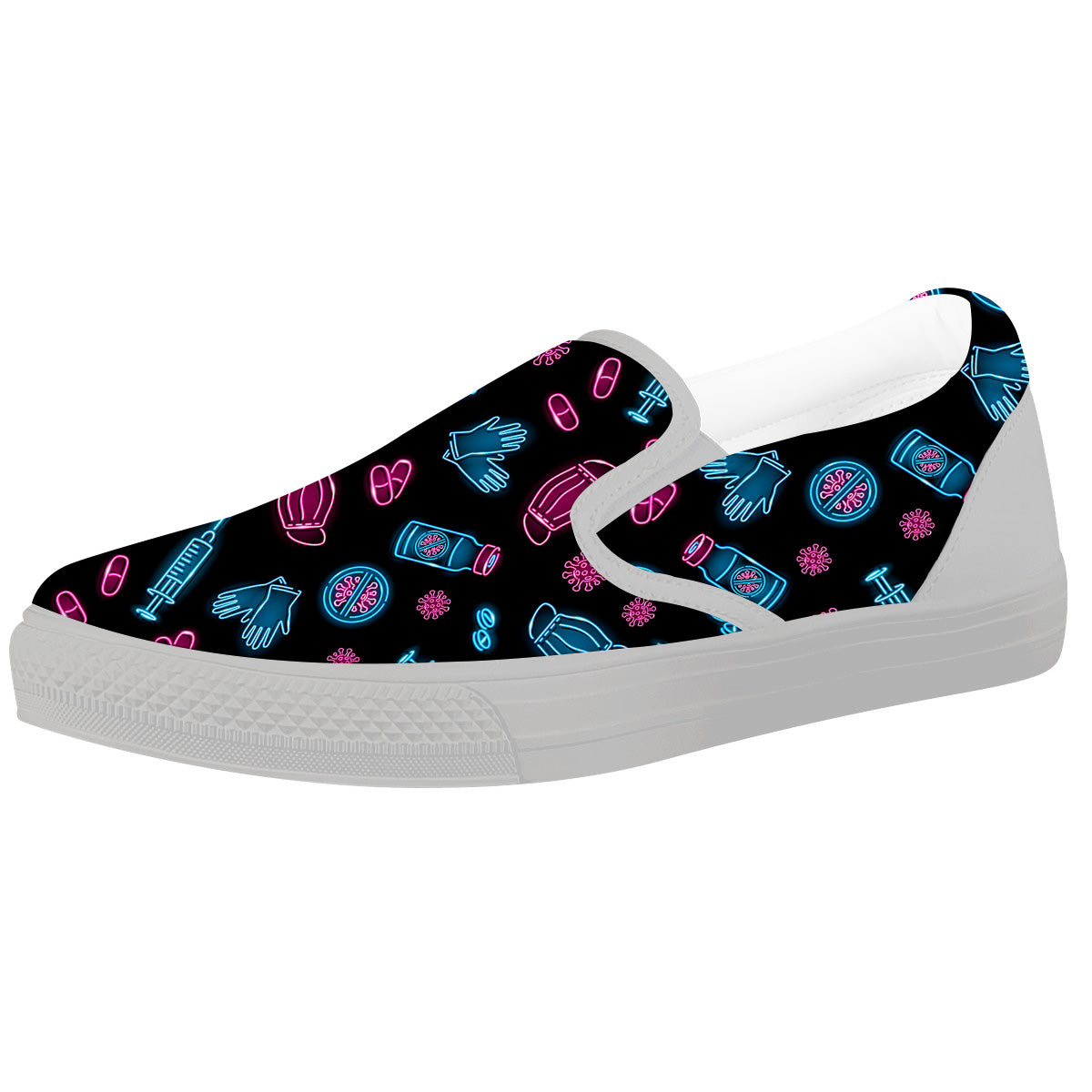 Neon Medical Equipment Print Pattern White Slip On Shoes-grizzshop