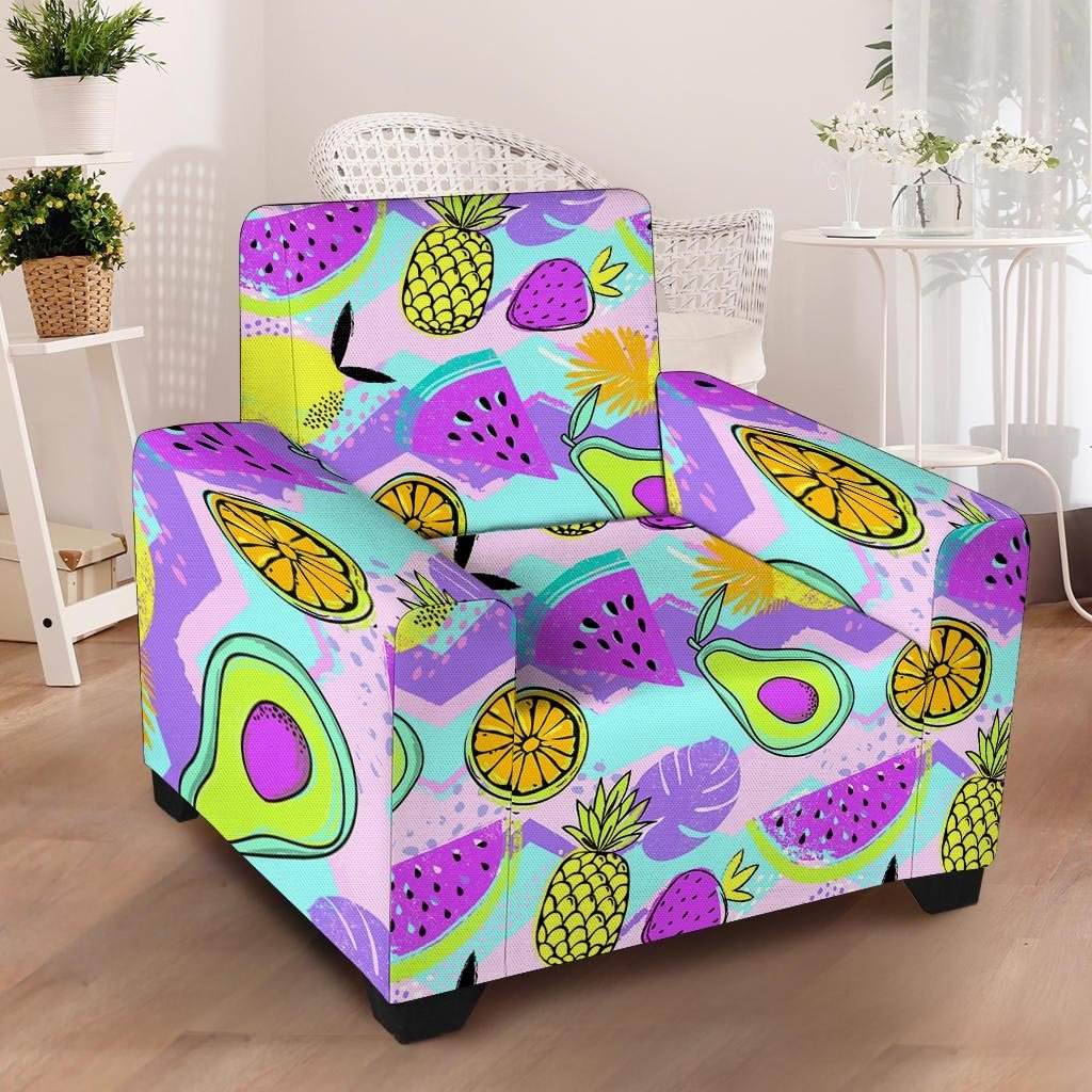 Neon Mix Fruit Pineapple Hawaiian Print Armchair Cover-grizzshop