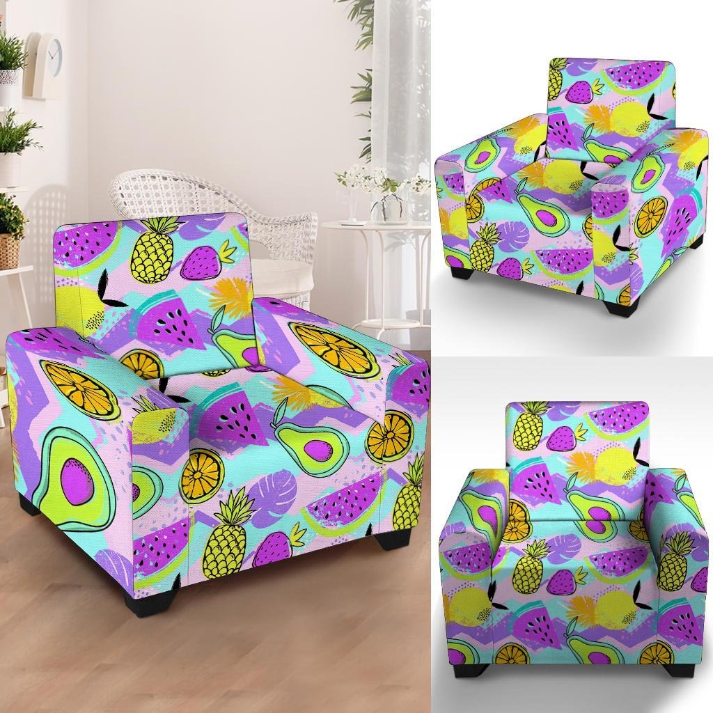 Neon Mix Fruit Pineapple Hawaiian Print Armchair Cover-grizzshop