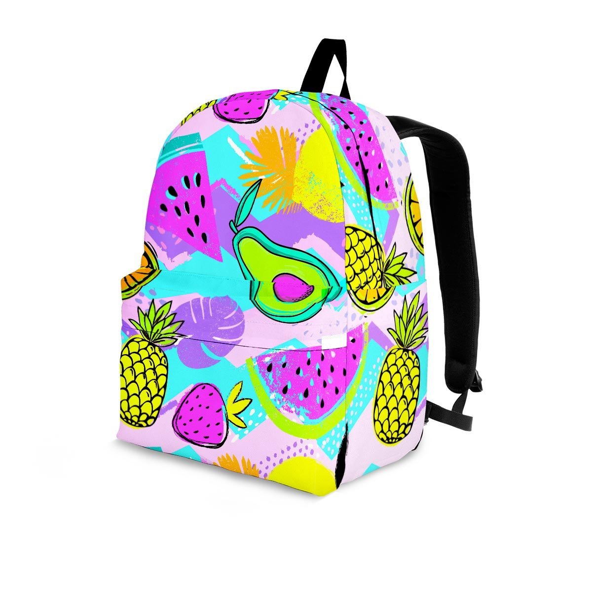 Neon Mix Fruit Pineapple Hawaiian Print Backpack-grizzshop