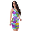 Neon Mix Fruit Pineapple Hawaiian Print Bodycon Dress-grizzshop