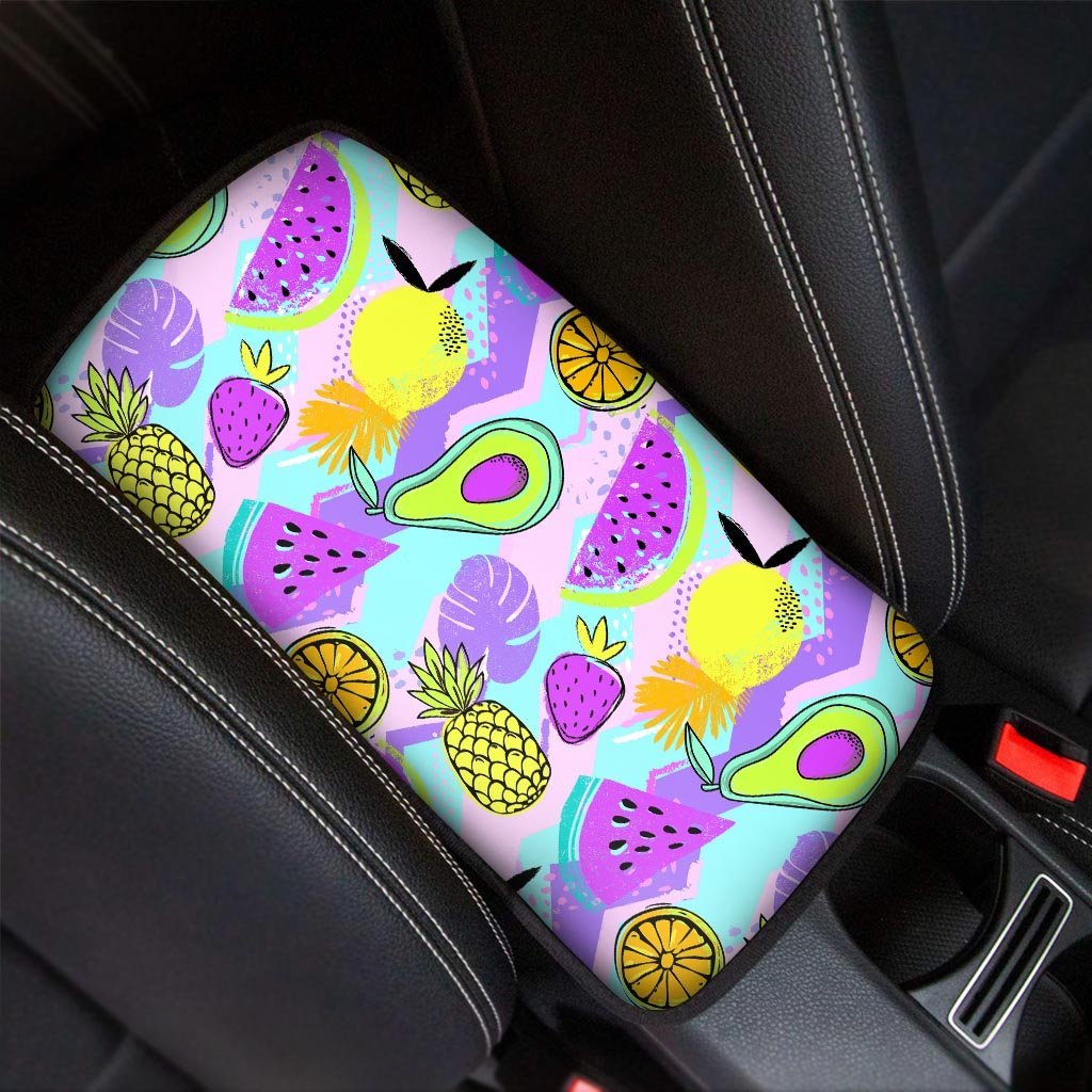 Neon Mix Fruit Pineapple Hawaiian Print Car Console Cover-grizzshop