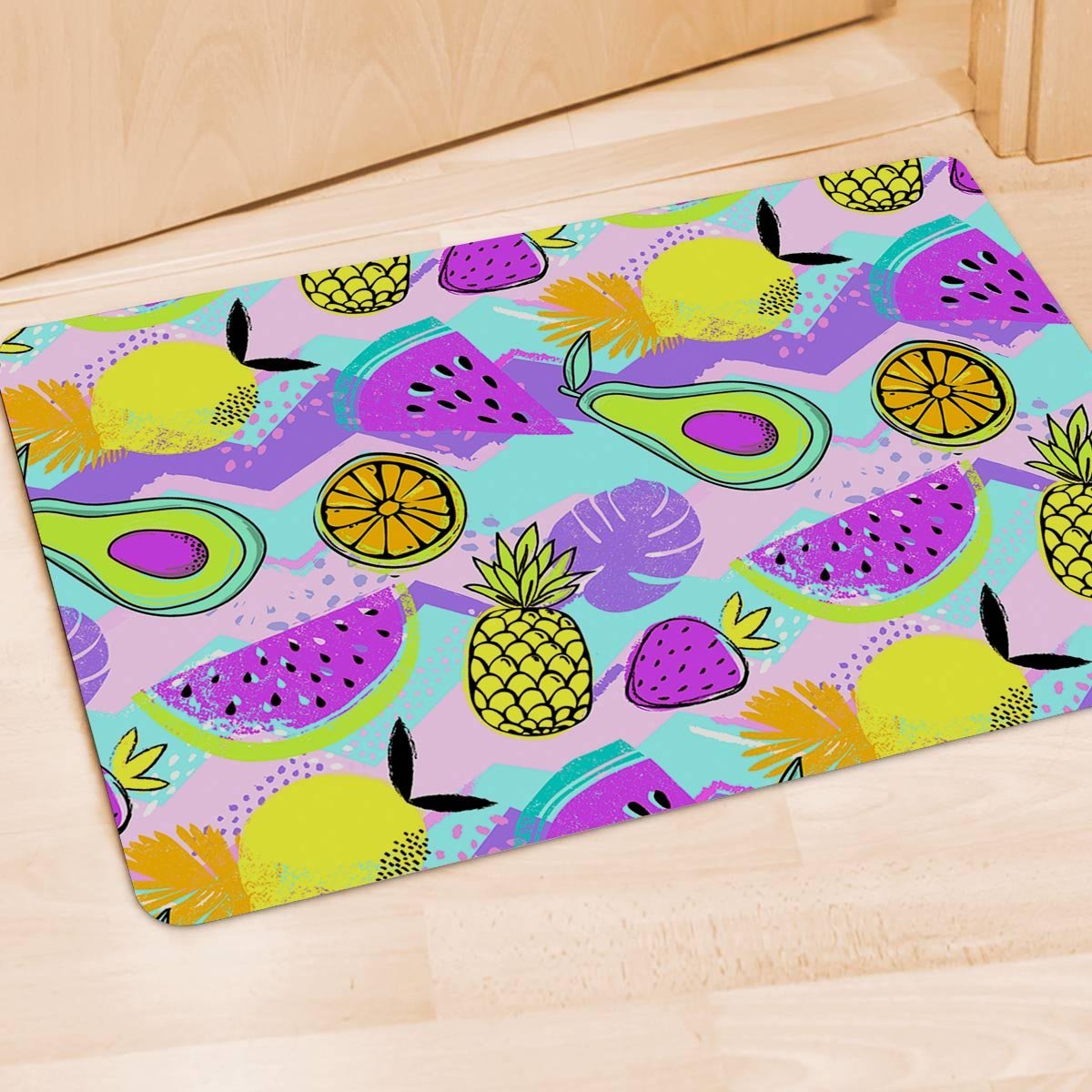 Neon Mix Fruit Pineapple Hawaiian Print Door Mat-grizzshop