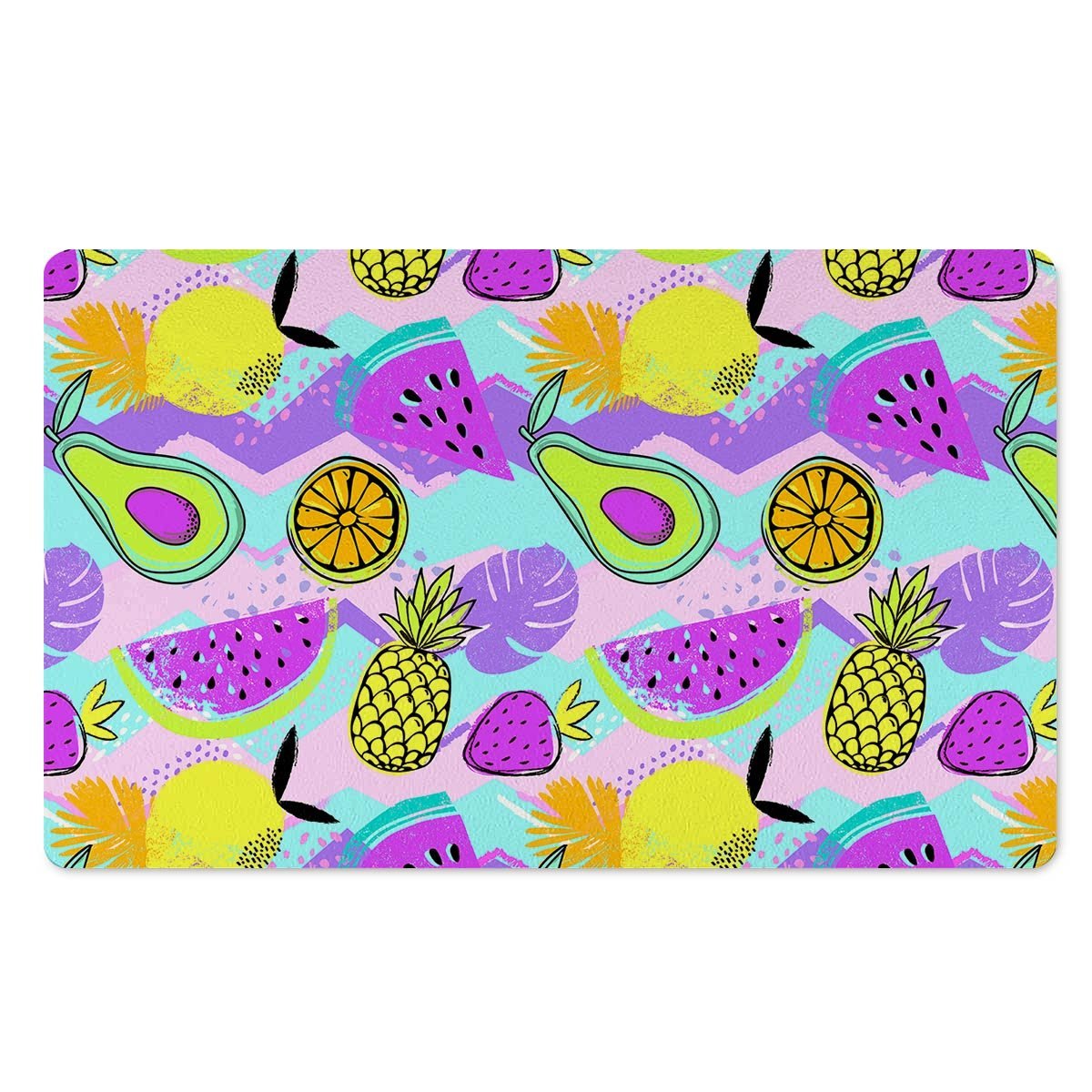 Neon Mix Fruit Pineapple Hawaiian Print Door Mat-grizzshop