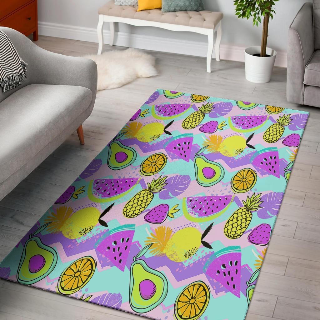 Neon Mix Fruit Pineapple Hawaiian Print Floor Mat-grizzshop