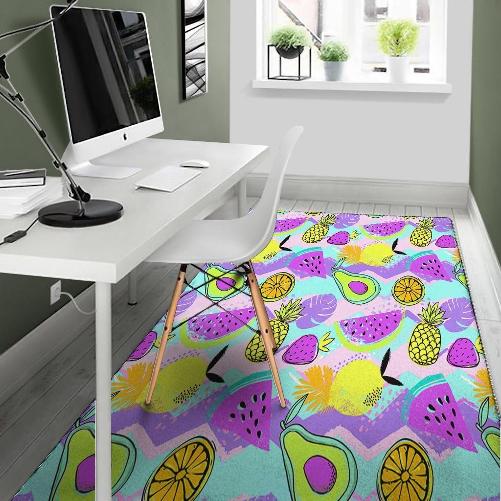 Neon Mix Fruit Pineapple Hawaiian Print Floor Mat-grizzshop