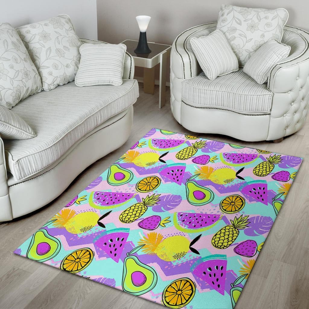 Neon Mix Fruit Pineapple Hawaiian Print Floor Mat-grizzshop