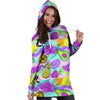 Neon Mix Fruit Pineapple Hawaiian Print Hoodie Dress-grizzshop