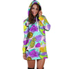 Neon Mix Fruit Pineapple Hawaiian Print Hoodie Dress-grizzshop