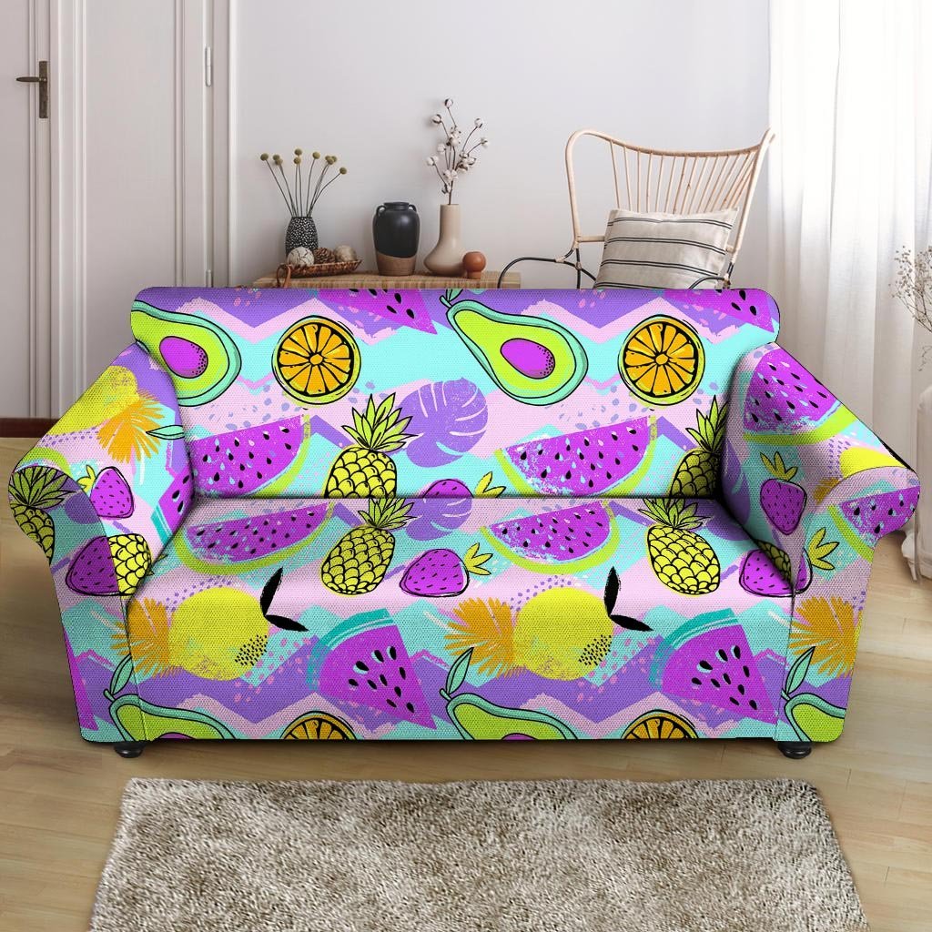 Neon Mix Fruit Pineapple Hawaiian Print Loveseat Cover-grizzshop