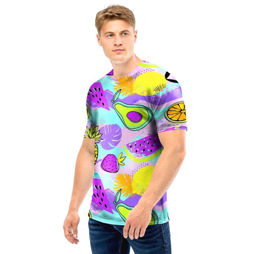 Neon Mix Fruit Pineapple Hawaiian Print Men T Shirt-grizzshop