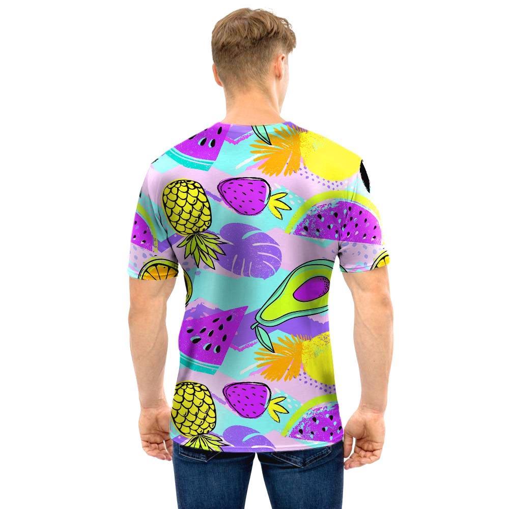 Neon Mix Fruit Pineapple Hawaiian Print Men T Shirt-grizzshop