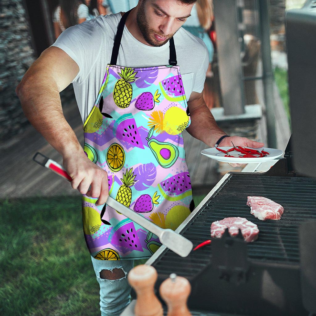 Neon Mix Fruit Pineapple Hawaiian Print Men's Apron-grizzshop