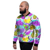 Neon Mix Fruit Pineapple Hawaiian Print Men's Bomber Jacket-grizzshop