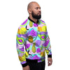 Neon Mix Fruit Pineapple Hawaiian Print Men's Bomber Jacket-grizzshop