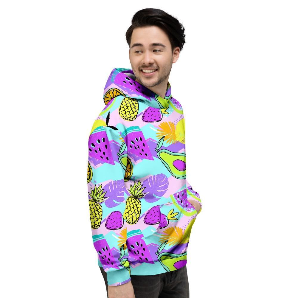 Neon Mix Fruit Pineapple Hawaiian Print Men's Hoodie-grizzshop