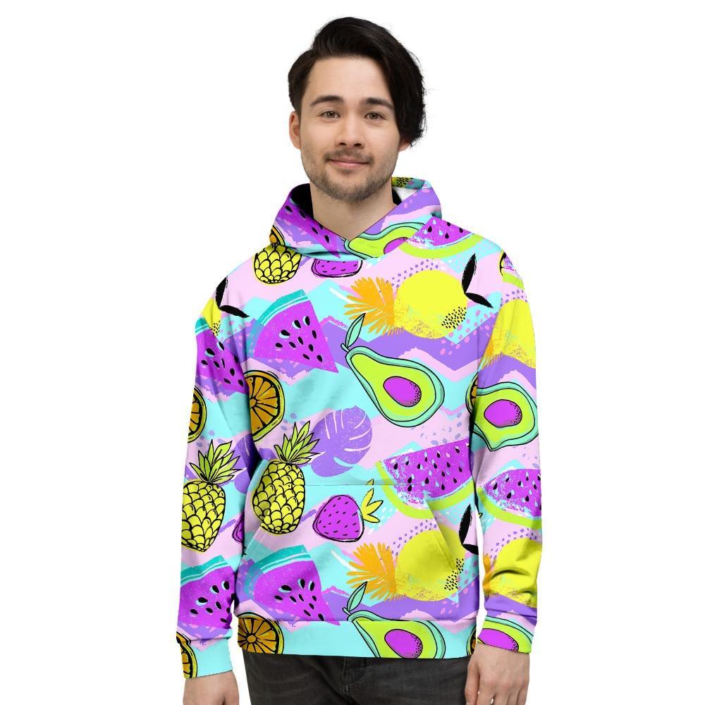 Neon Mix Fruit Pineapple Hawaiian Print Men's Hoodie-grizzshop