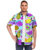 Neon Mix Fruit Pineapple Hawaiian Print Men's Short Sleeve Shirt-grizzshop