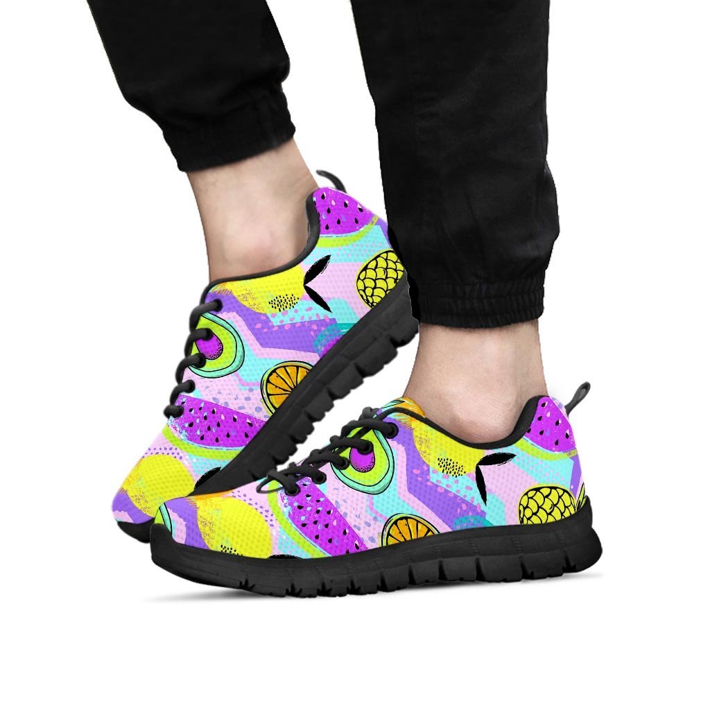 Neon Mix Fruit Pineapple Hawaiian Print Men's Sneakers-grizzshop