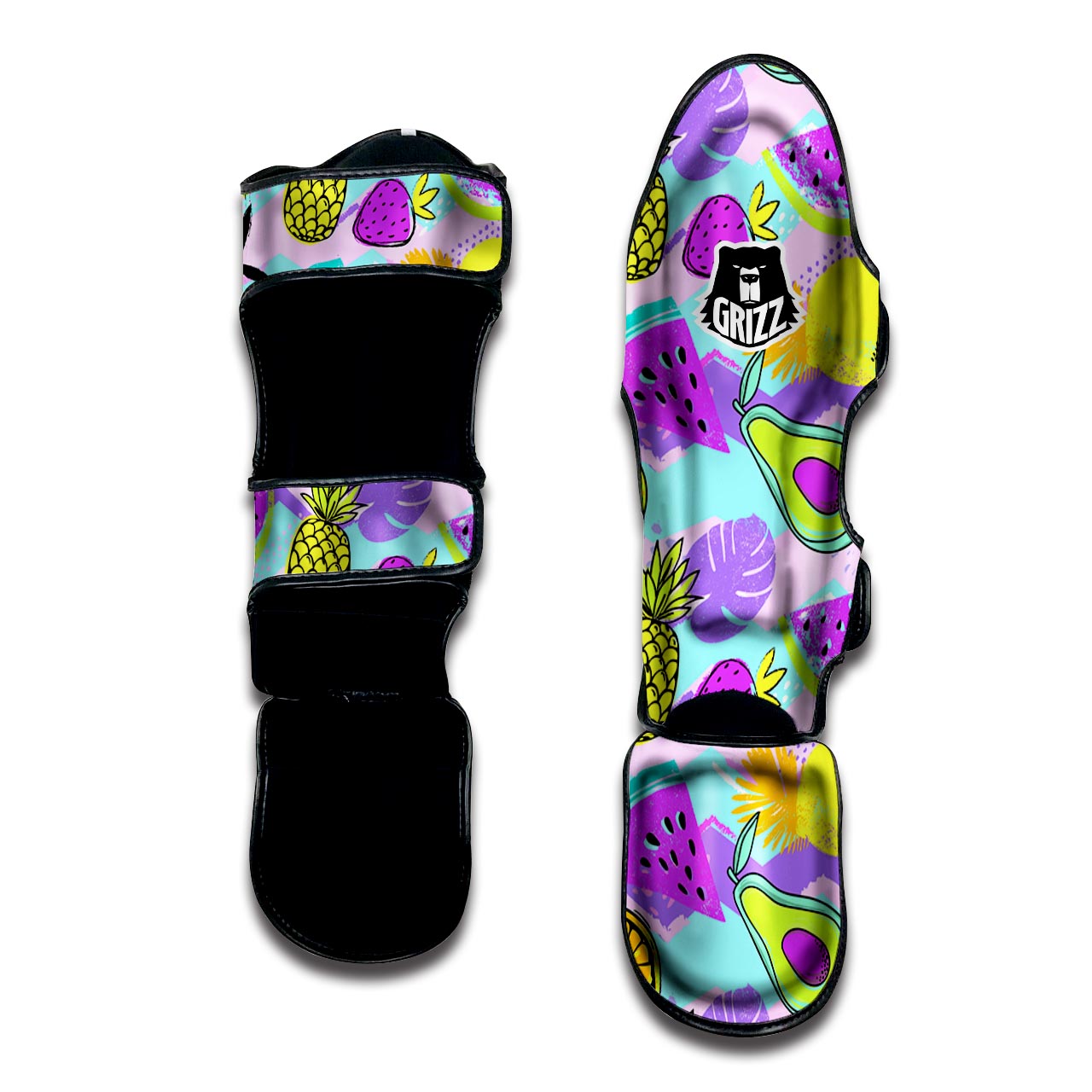 Neon Mix Fruit Pineapple Hawaiian Print Muay Thai Shin Guard-grizzshop