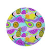 Neon Mix Fruit Pineapple Hawaiian Print Round Rug-grizzshop