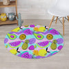 Neon Mix Fruit Pineapple Hawaiian Print Round Rug-grizzshop