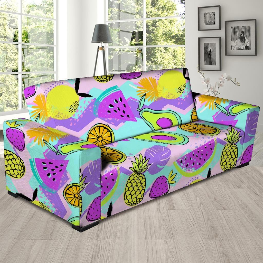 Neon Mix Fruit Pineapple Hawaiian Print Sofa Cover-grizzshop