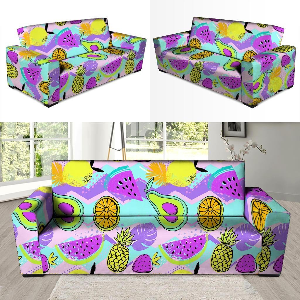 Neon Mix Fruit Pineapple Hawaiian Print Sofa Cover-grizzshop