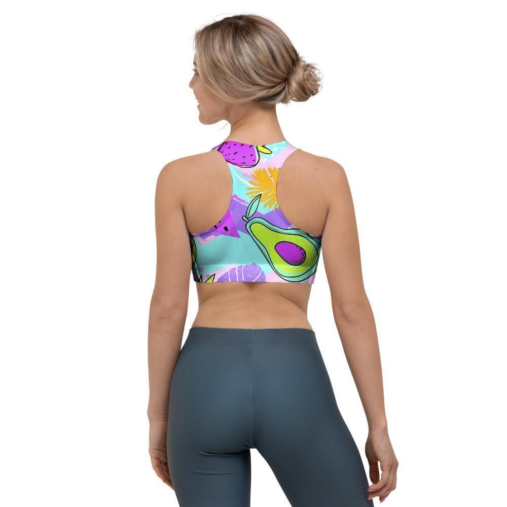 Neon Mix Fruit Pineapple Hawaiian Print Sports Bra-grizzshop