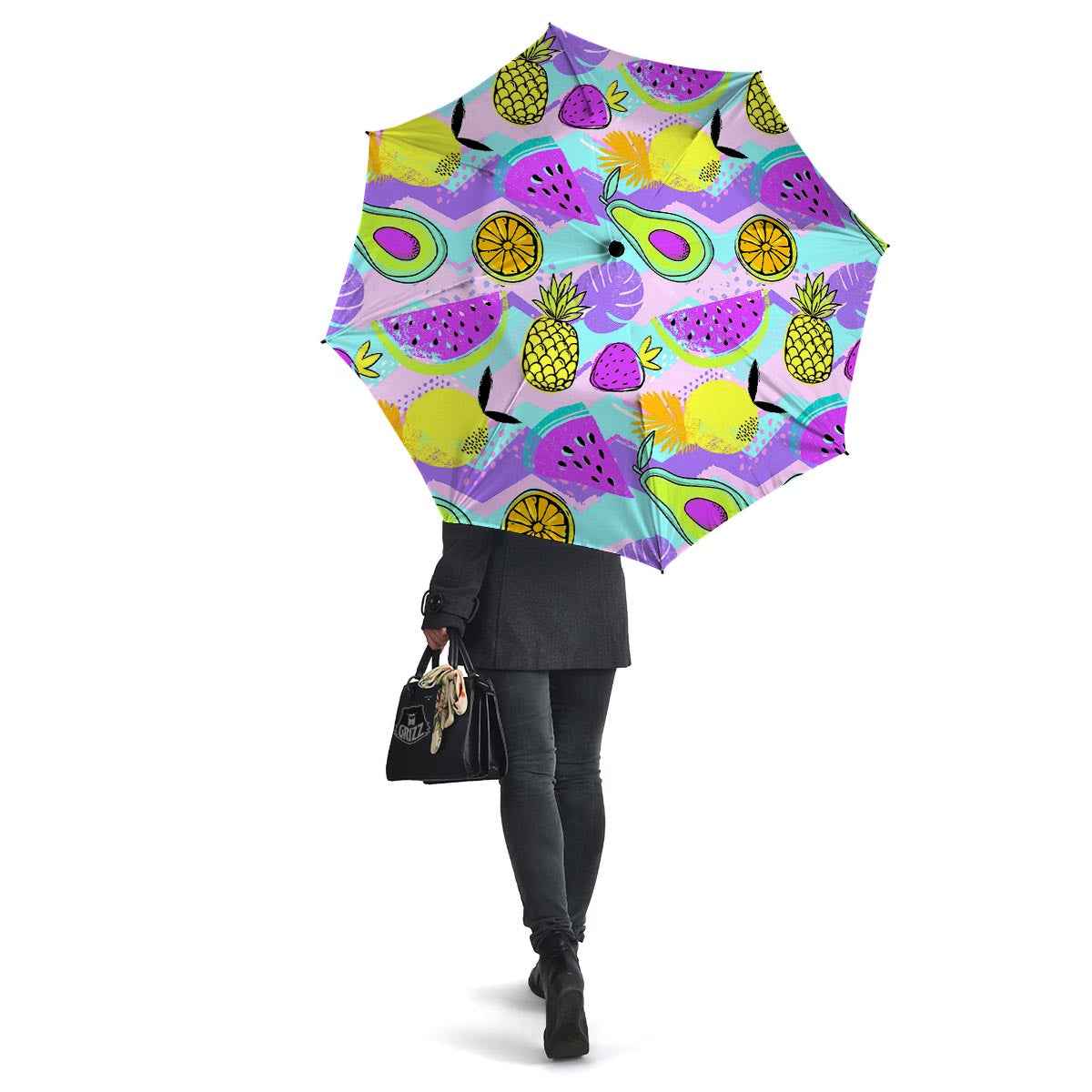 Neon Mix Fruit Pineapple Hawaiian Print Umbrella-grizzshop