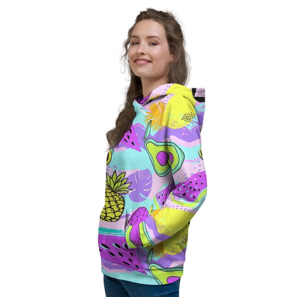 Neon Mix Fruit Pineapple Hawaiian Print Women's Hoodie-grizzshop