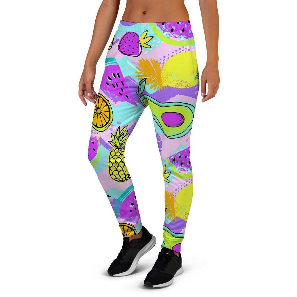 Neon Mix Fruit Pineapple Hawaiian Print Women's Joggers-grizzshop