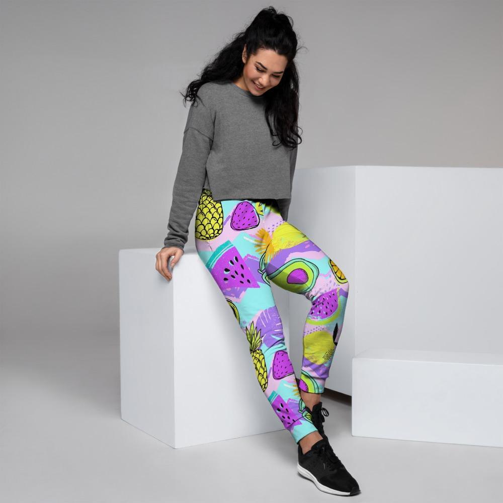 Neon Mix Fruit Pineapple Hawaiian Print Women's Joggers-grizzshop