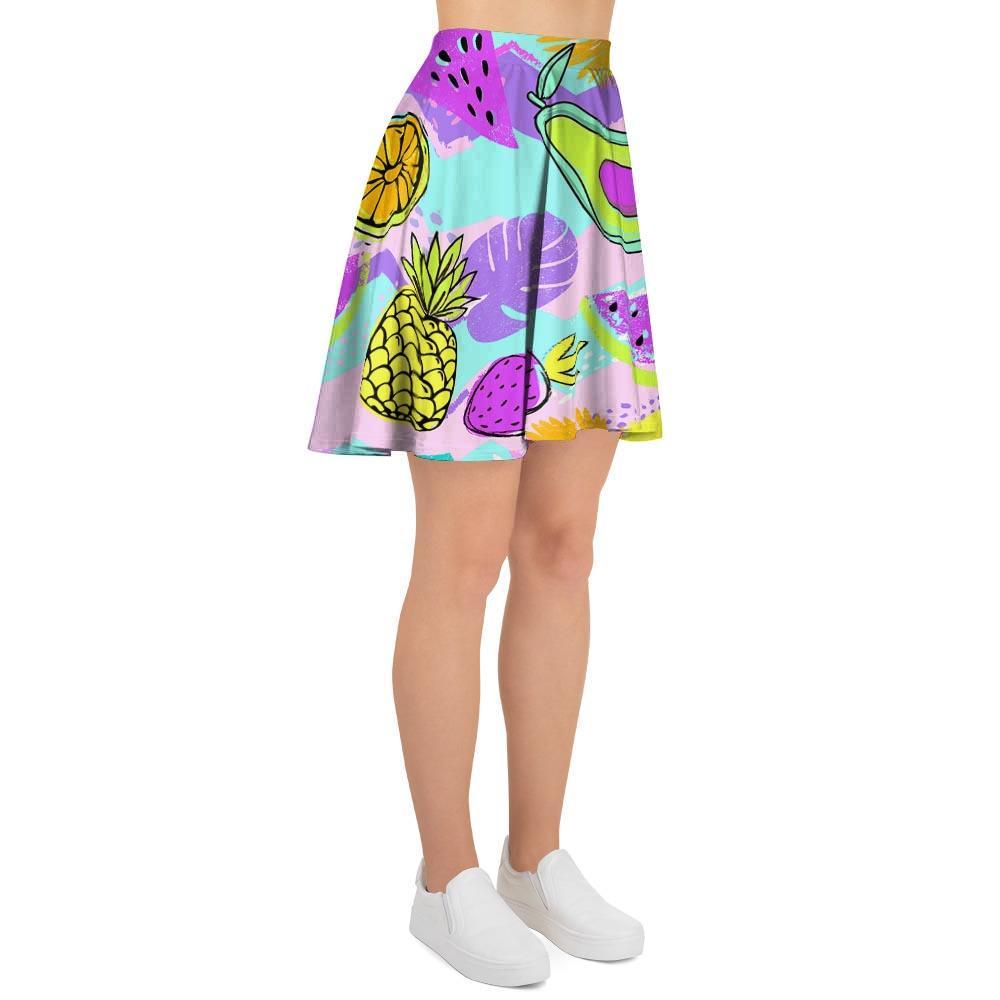 Neon Mix Fruit Pineapple Hawaiian Print Women's Skirt-grizzshop