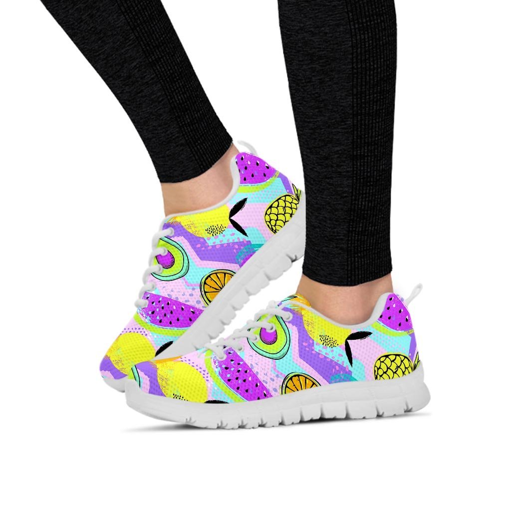 Neon Mix Fruit Pineapple Hawaiian Print Women's Sneakers-grizzshop