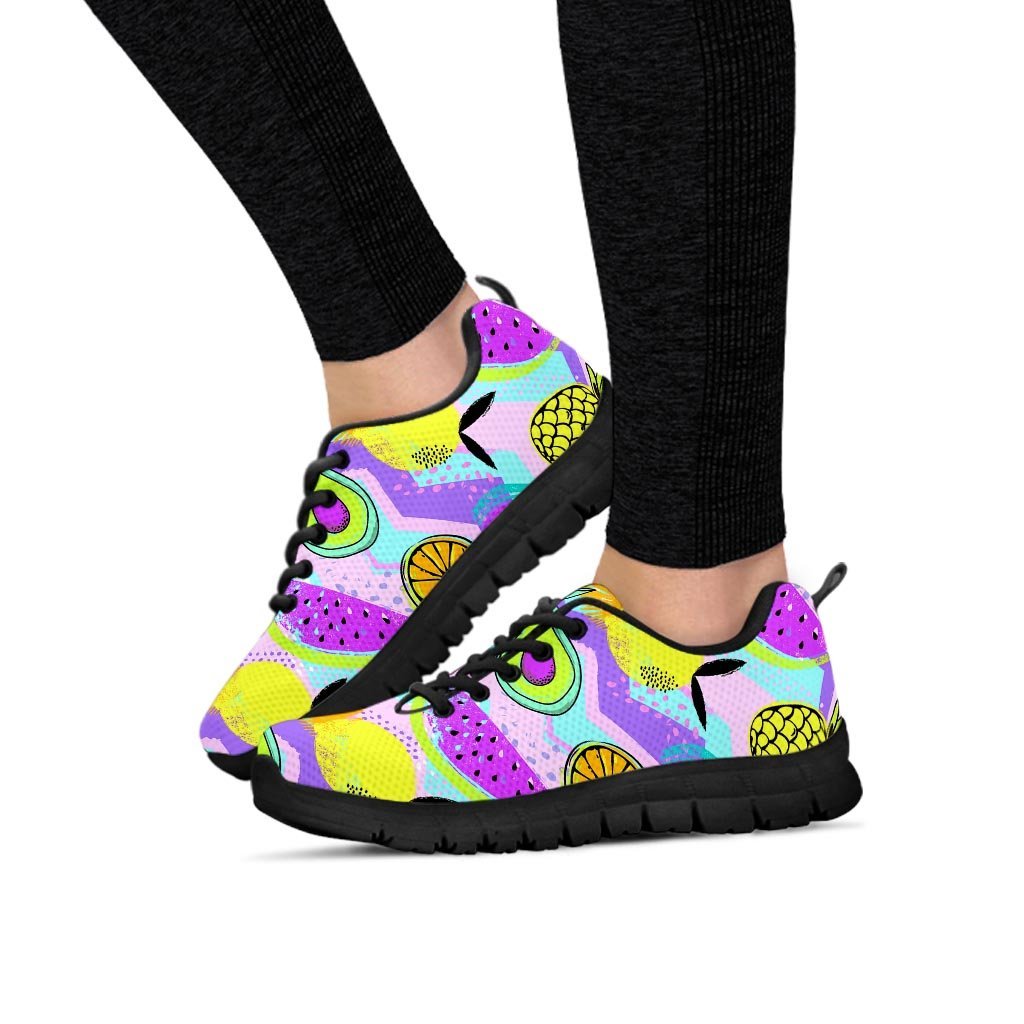 Neon Mix Fruit Pineapple Hawaiian Print Women's Sneakers-grizzshop