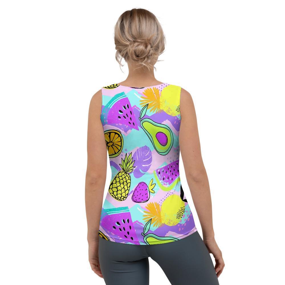 Neon Mix Fruit Pineapple Hawaiian Print Women's Tank Top-grizzshop