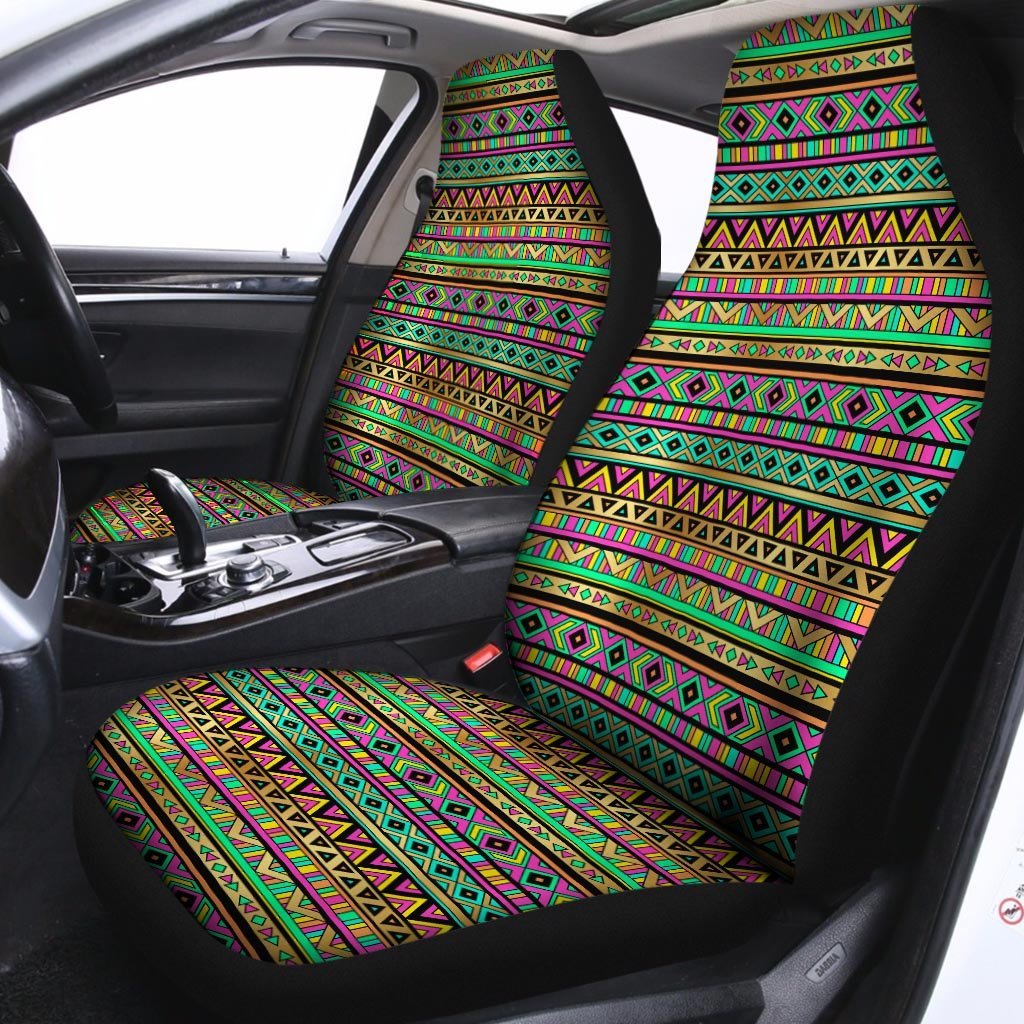 Neon Multicolor Ethic Aztec Aztec Grunge Geometric Print Car Seat Covers-grizzshop