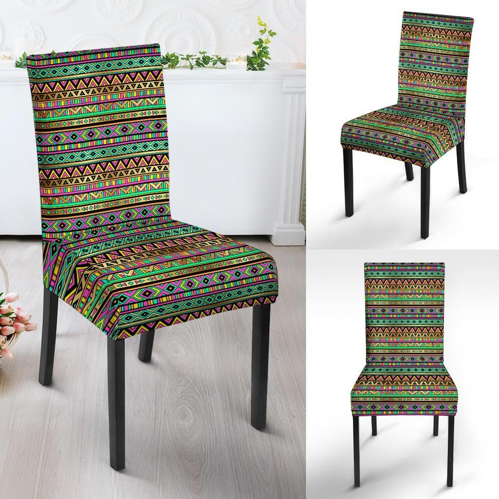 Neon Multicolor Ethic Aztec Aztec Grunge Geometric Print Chair Cover-grizzshop