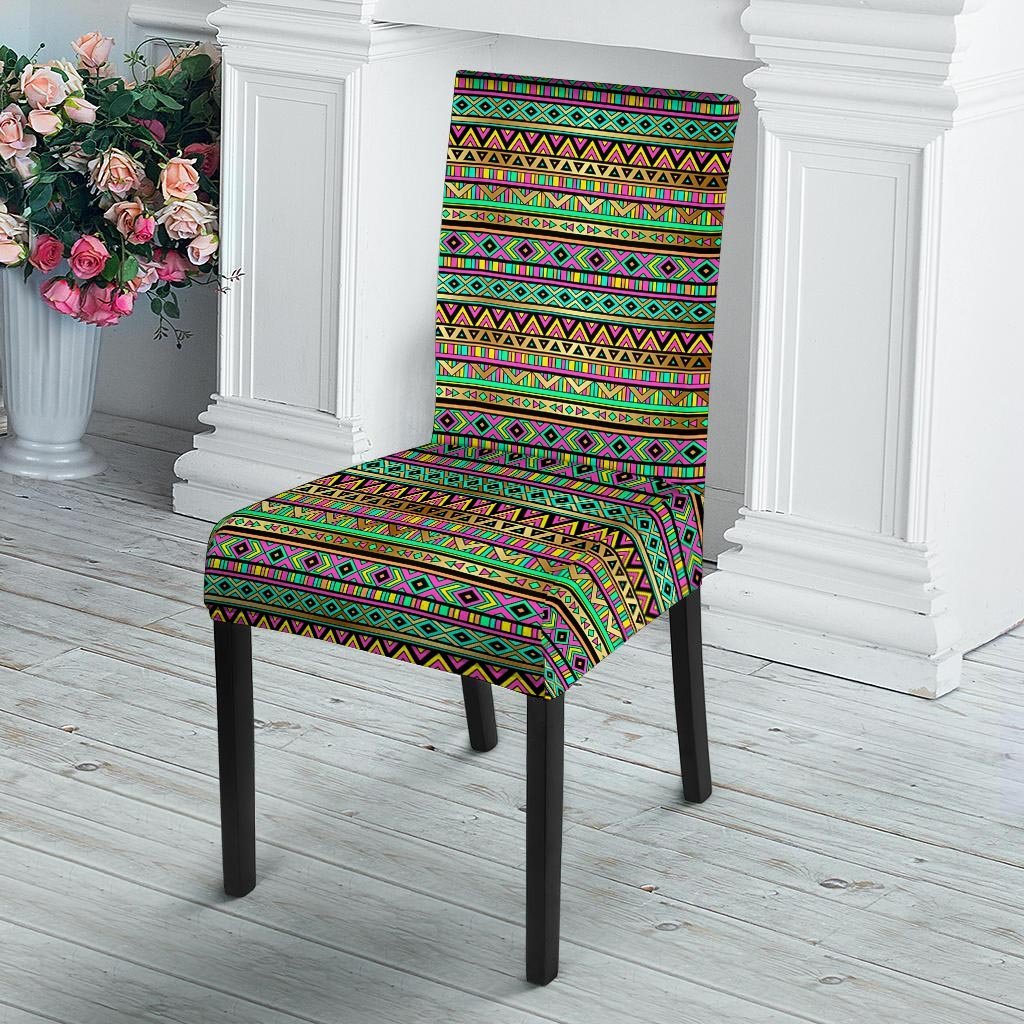 Neon Multicolor Ethic Aztec Aztec Grunge Geometric Print Chair Cover-grizzshop